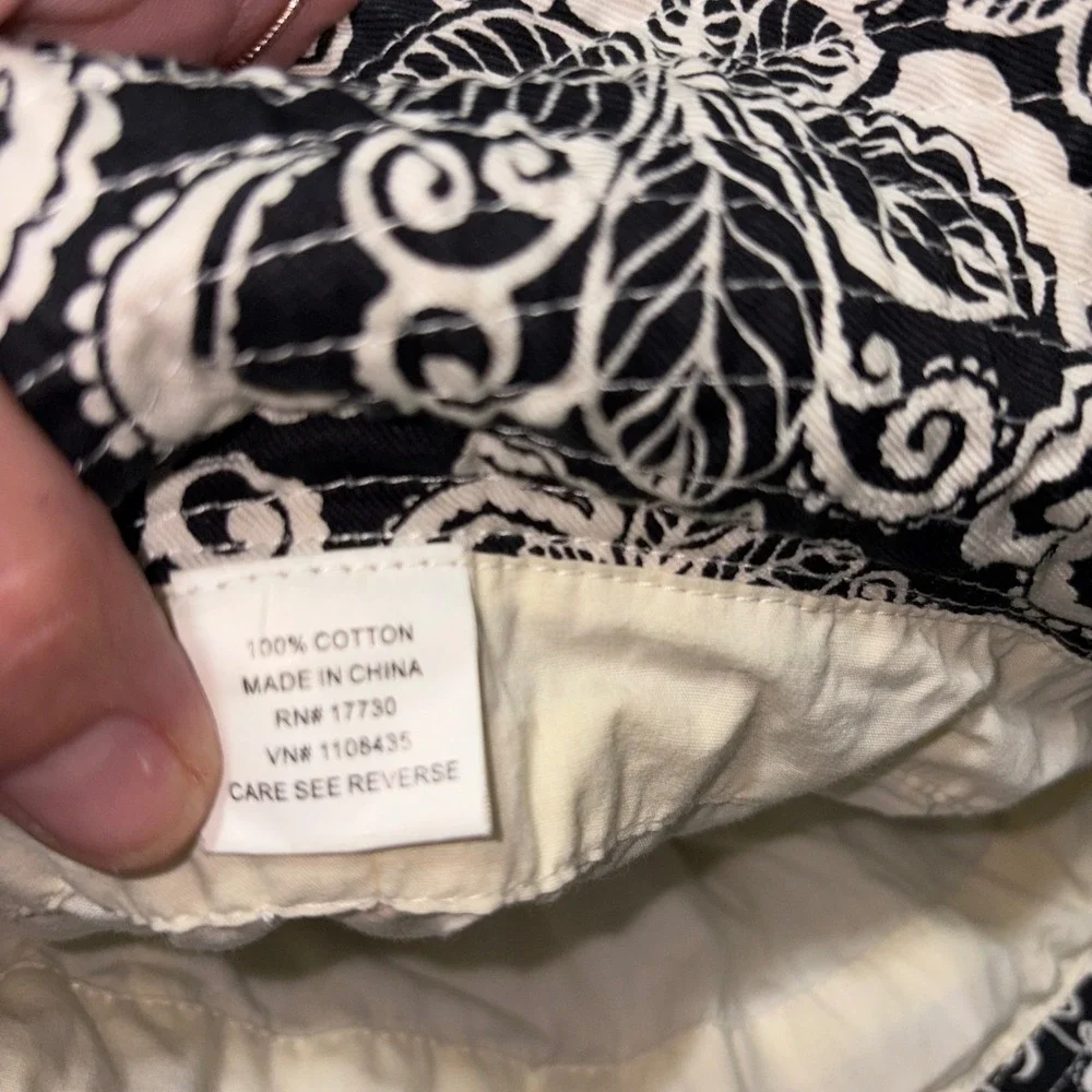 Navy Blue White Paisley Floral Cotton Bucket Hat Wide Brim Sun Hat RN 17730